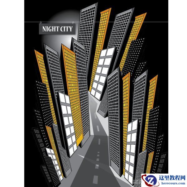 Illustrator教程:绘制城市中的高楼大厦