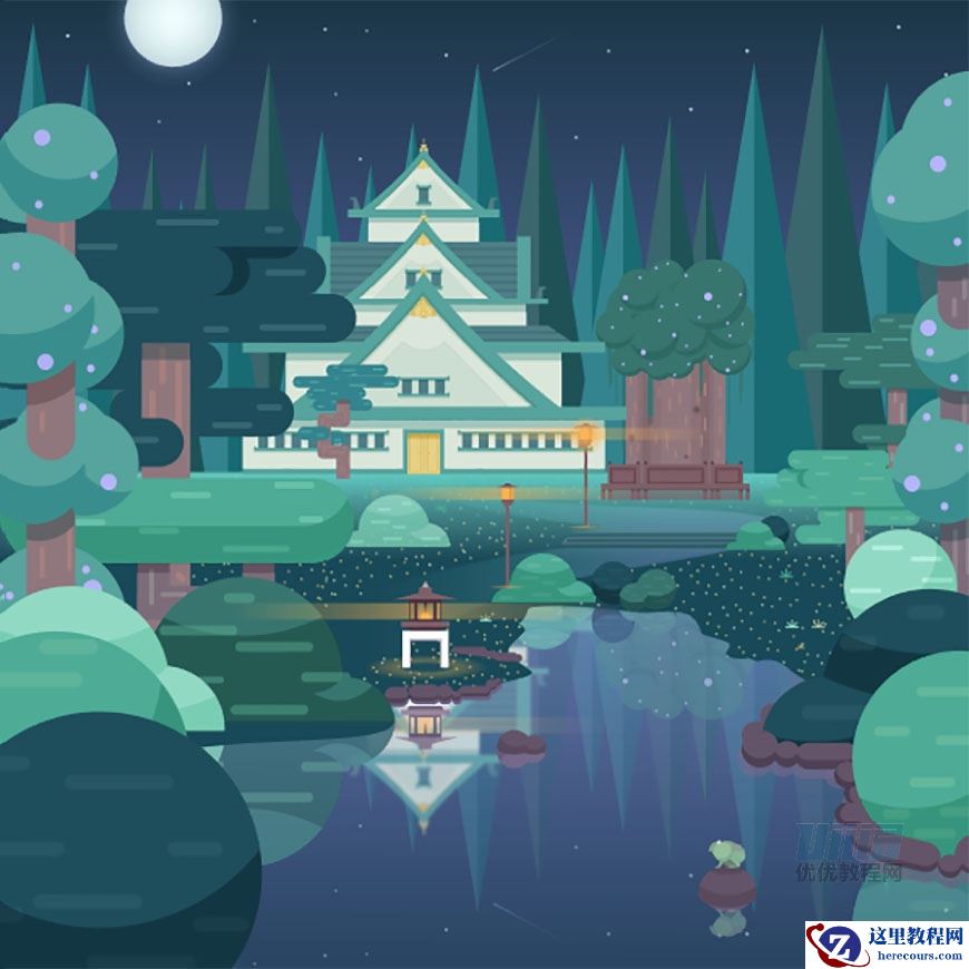 Illustrator绘制扁平化风格的森林插画教程