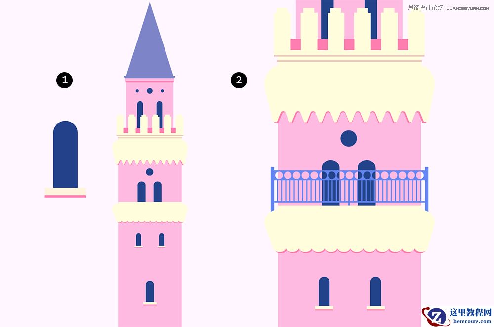 Illustrator绘制梦幻卡通风格的城堡