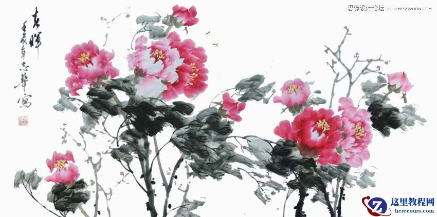 Illustrator绘制中国风牡丹花教程