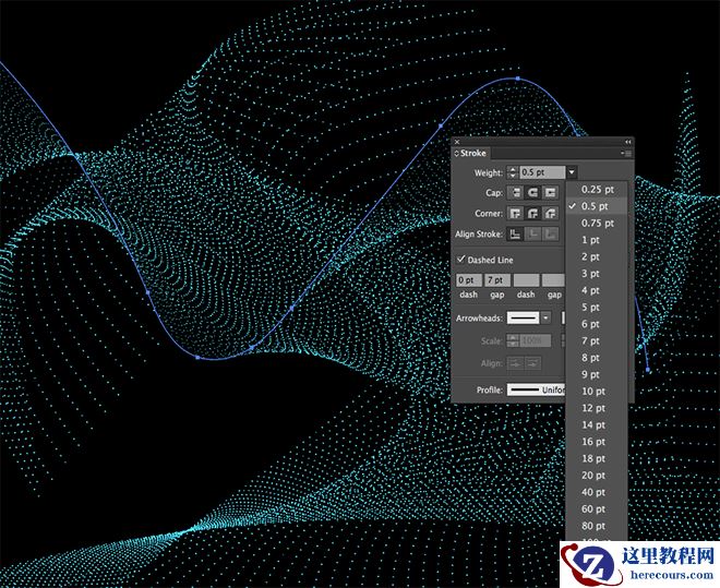 llustrator绘制抽象风格的粒子波特效