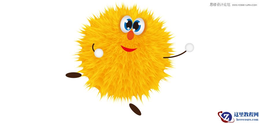 Illustrator绘制卡通风格的小小毛球怪