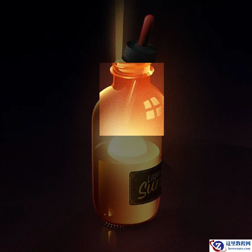 Illustrator绘制闪闪发光的复古玻璃瓶插画