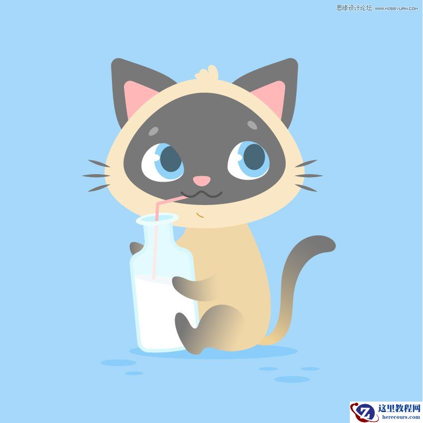 Illustrator绘制卡通萌萌风格的猫咪图像