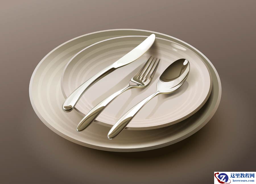 Illustrator绘制简约风格的欧式餐具效果图