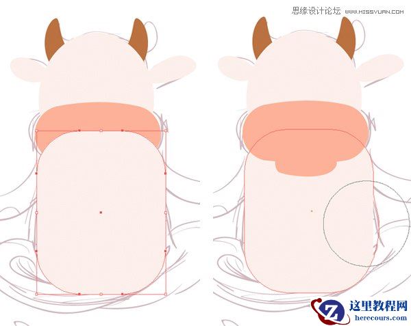 Illustrator绘制可爱的插画奶牛效果图