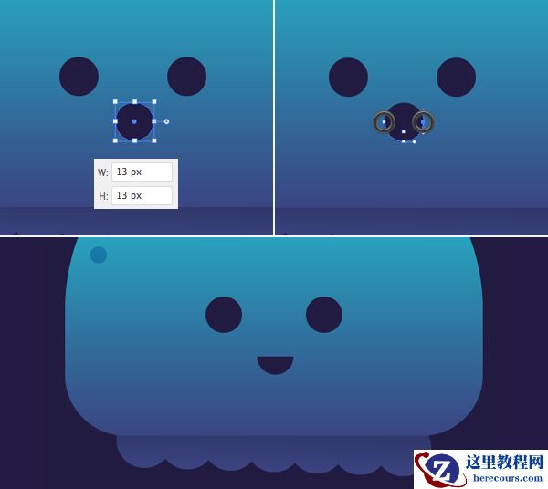 Illustrator绘制水中可爱的发光水母教程