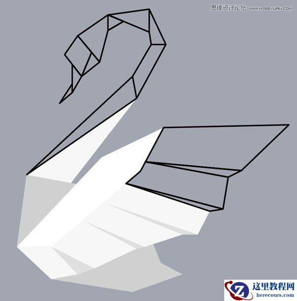 Illustrator绘制折纸风格的天鹅图标教程