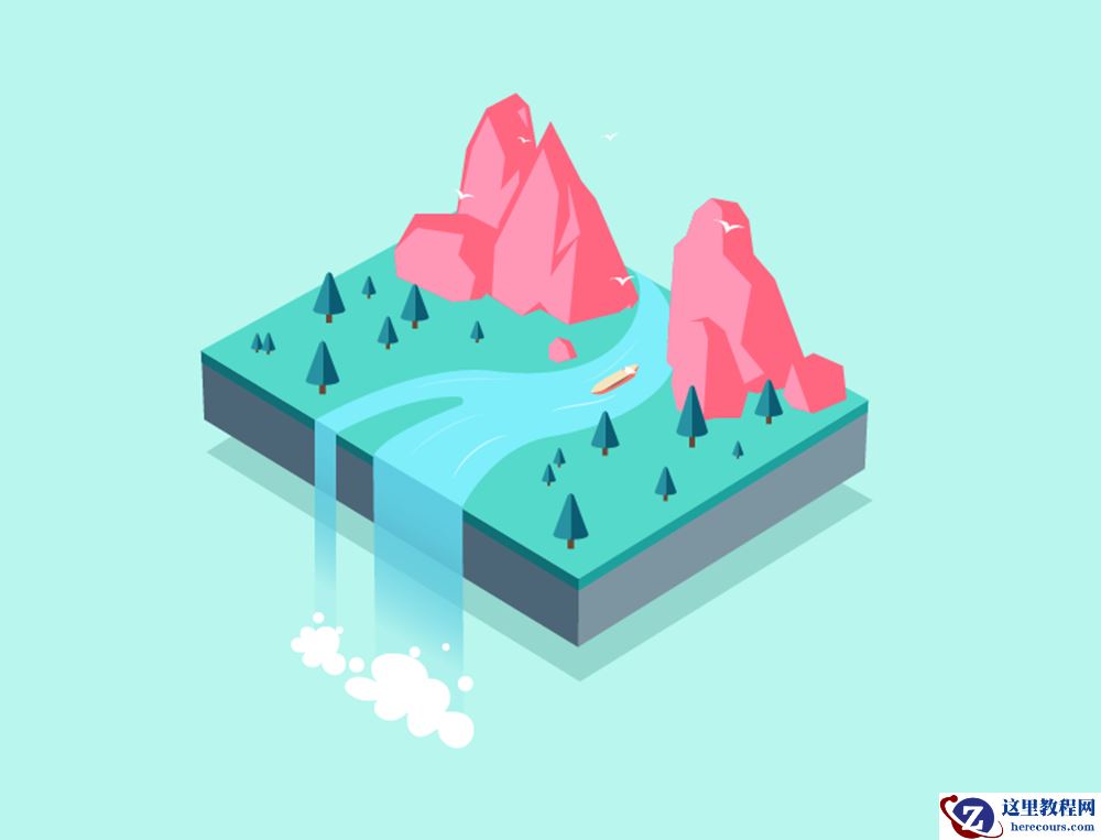 Illustrator绘制3D立体效果的悬浮插画效果