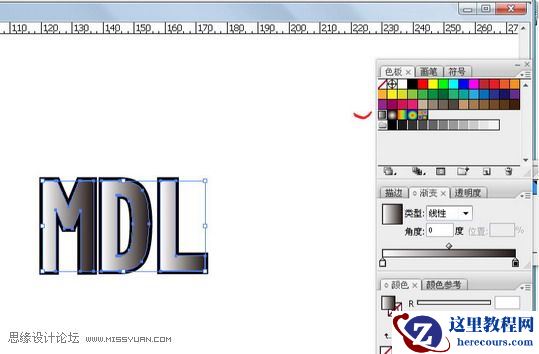 Illustrator CS2制作渐变质感描边字