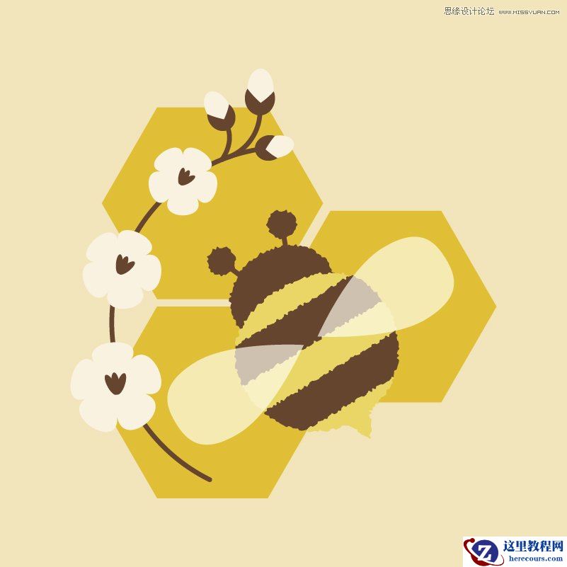 Illustrator绘制抽象风格的小蜜蜂效果