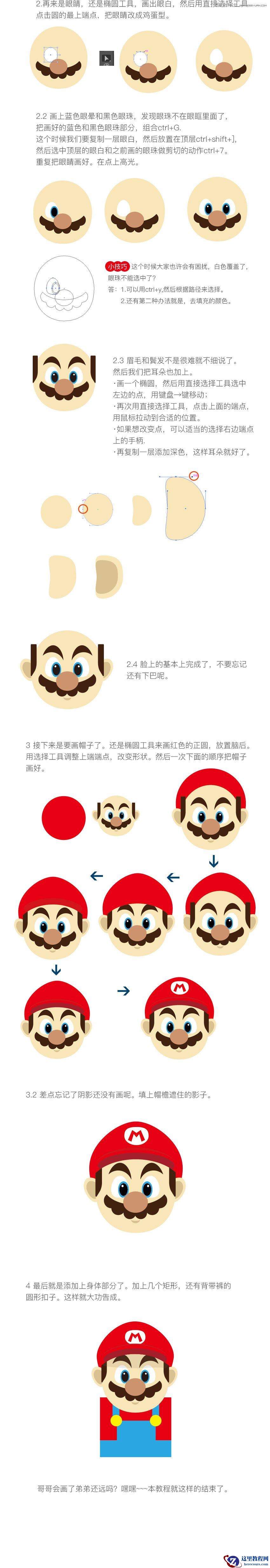 Illustrator绘制扁平化风格的马里奥兄弟