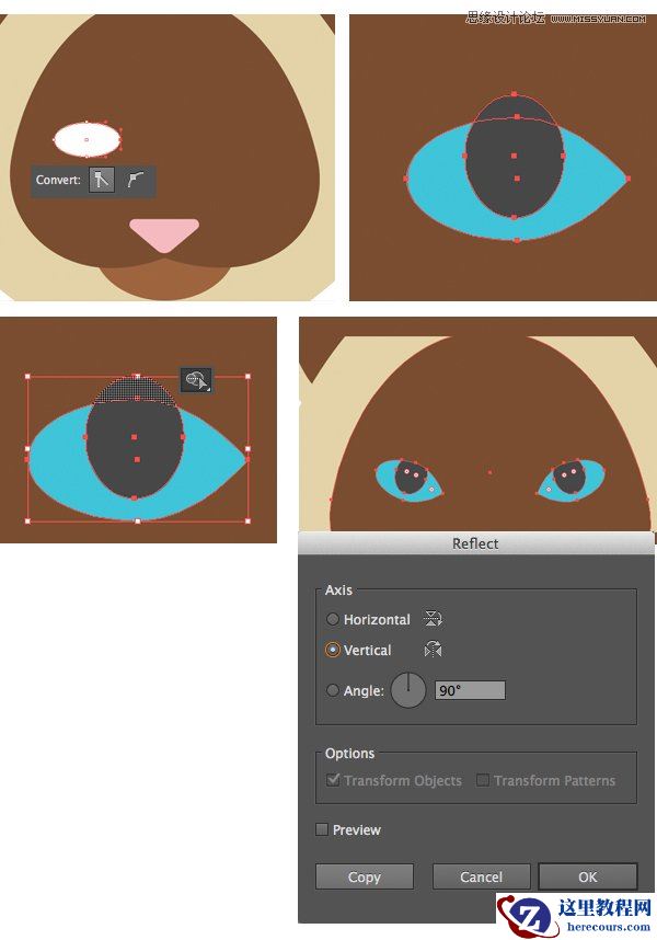 Illustrator制作扁平化动物卡通头像教程