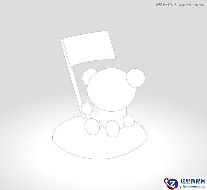 Illustrator绘制卡通立体效果的小熊图标