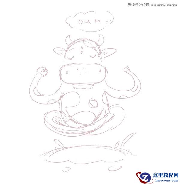 Illustrator绘制可爱的插画奶牛效果图