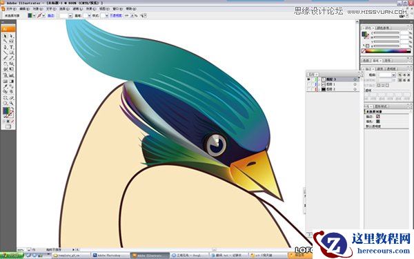 Illustrator绘制矢量风格的中国花鸟画