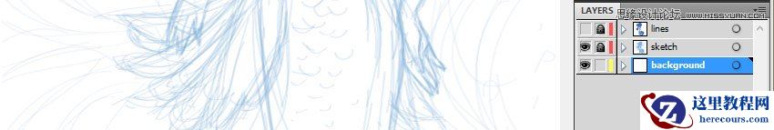 Illustrator绘制唯美的水彩美人鱼插图