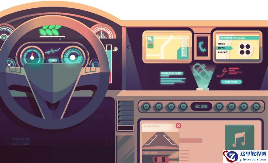 Illustrator绘制科技感十足的汽车内饰场景