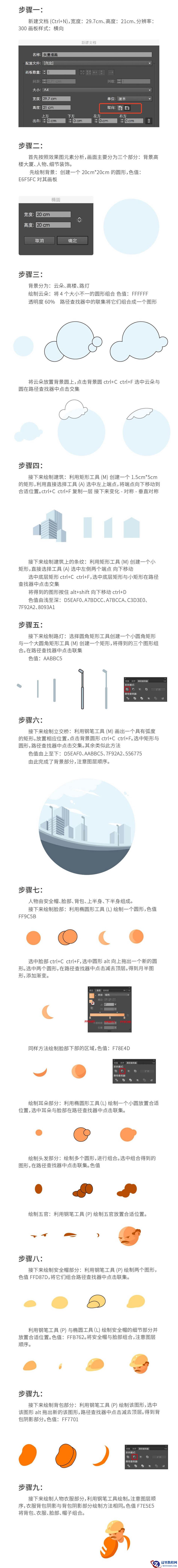 Illustrator绘制马路上正在施工的工人