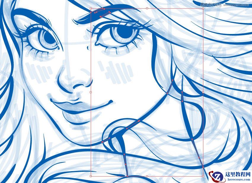 Illustrator绘制唯美的水彩美人鱼插图