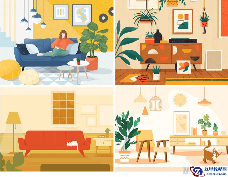 Illustrator绘制扁平化风格的办公室插画