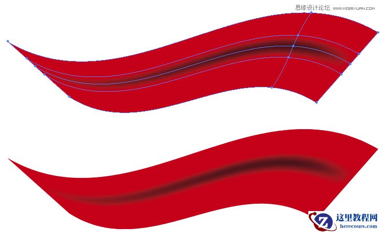 Illustrator绘制逼真质感的红绸缎教程