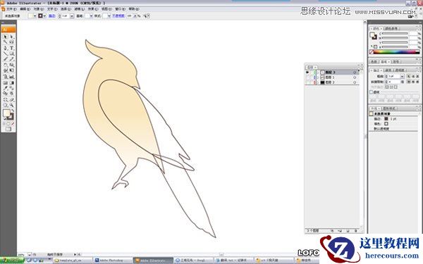 Illustrator绘制矢量风格的中国花鸟画