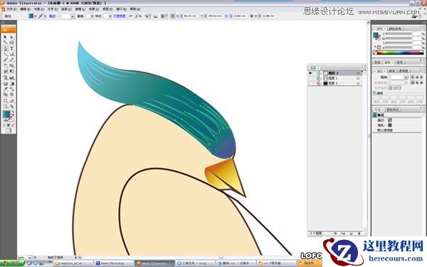 Illustrator绘制矢量风格的中国花鸟画