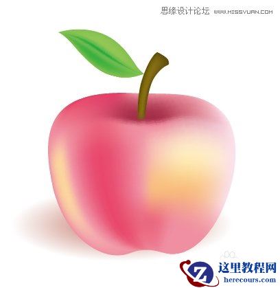 Illustrator网格工具制作逼真的红苹果教程