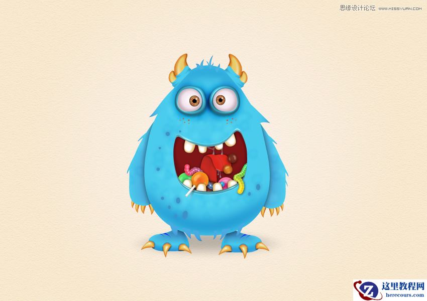 Illustrator绘制卡通风格的糖果怪物