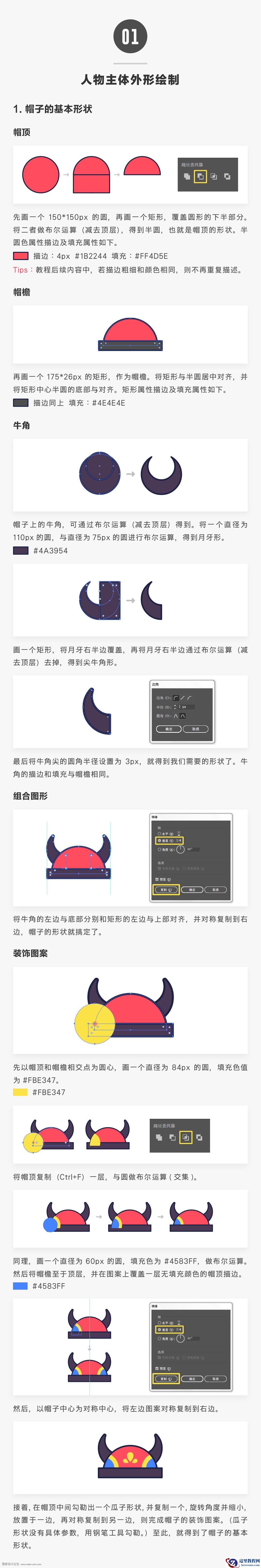 可爱图标：用AI制作细描边风人物教程