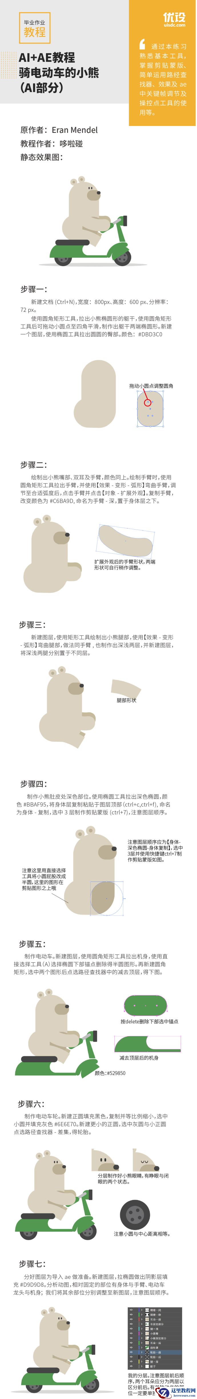 Illustrator制作骑电动车的小熊动画教程
