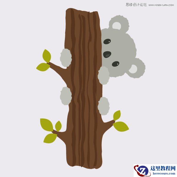 Illustrator绘制卡通风格的爬树考拉教程