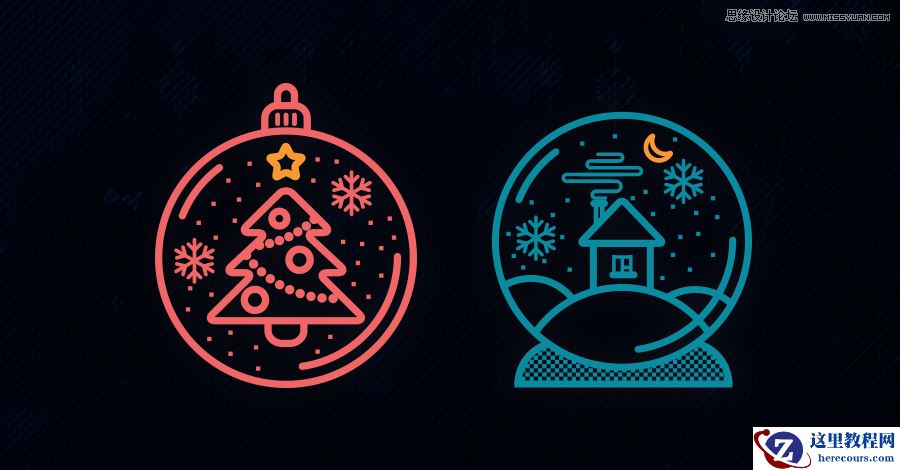 Illustrator绘制简约风格的圣诞节图标