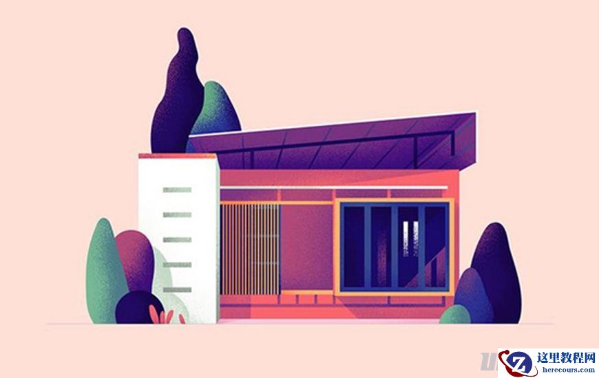 Illustrator绘制渐变风格的建筑场景插画