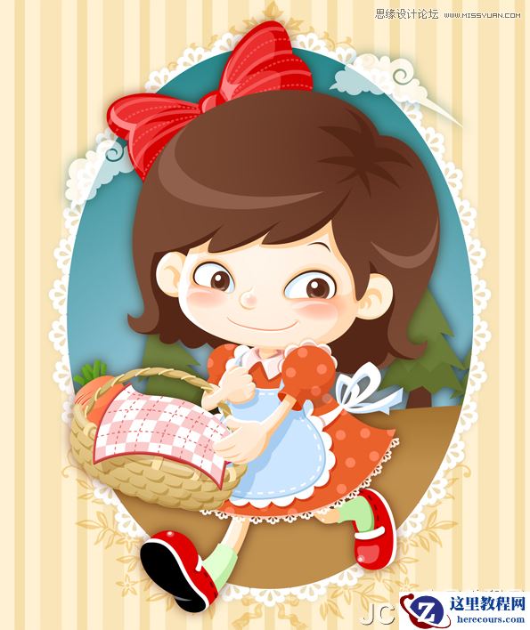 Illustrator制作可爱时尚的卡通小女孩