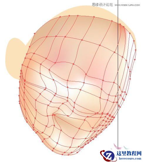 Illustrator网格工具绘制写实美女教程