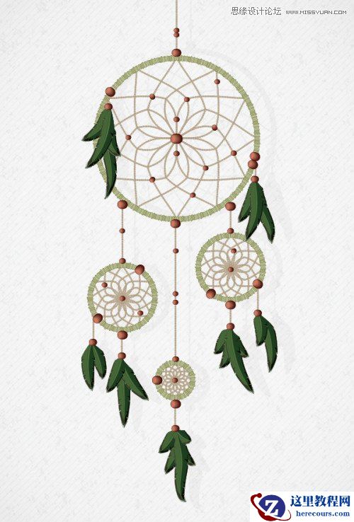 Illustrator绘制复古风格的花朵吊坠教程