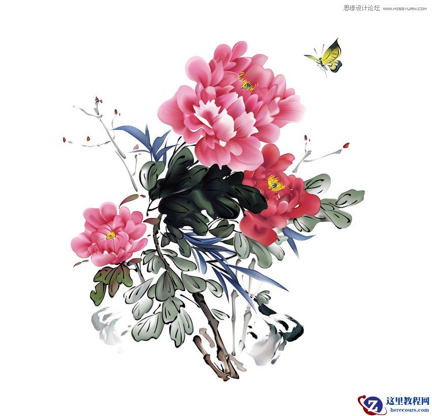 Illustrator绘制中国风牡丹花教程