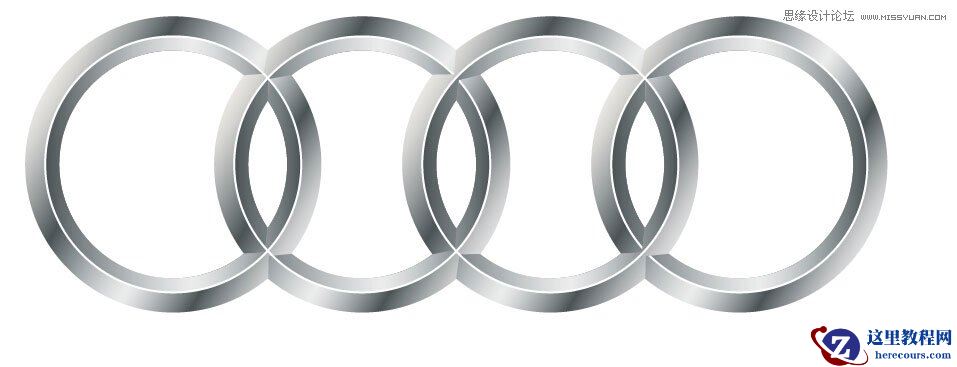 Illustrator绘制金属质感的奥迪LOGO教程