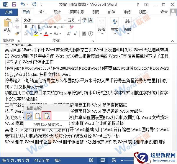 选择只保留文本
