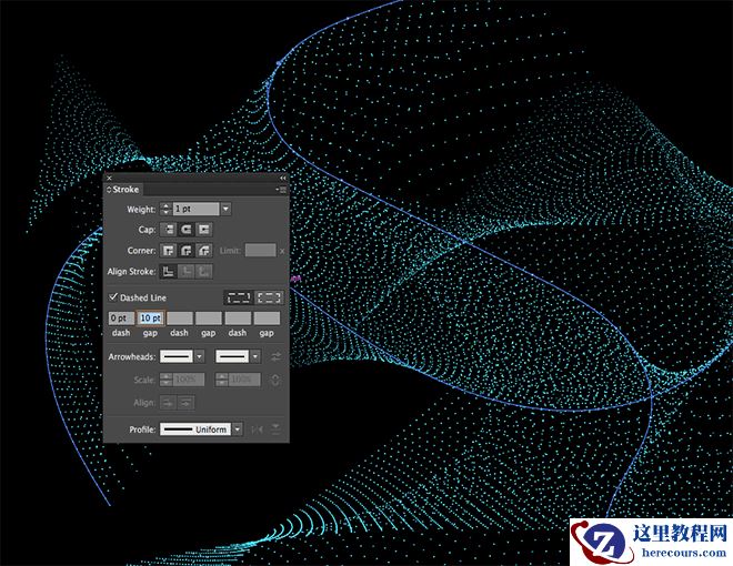 llustrator绘制抽象风格的粒子波特效