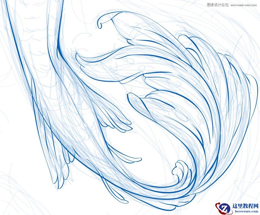 Illustrator绘制唯美的水彩美人鱼插图