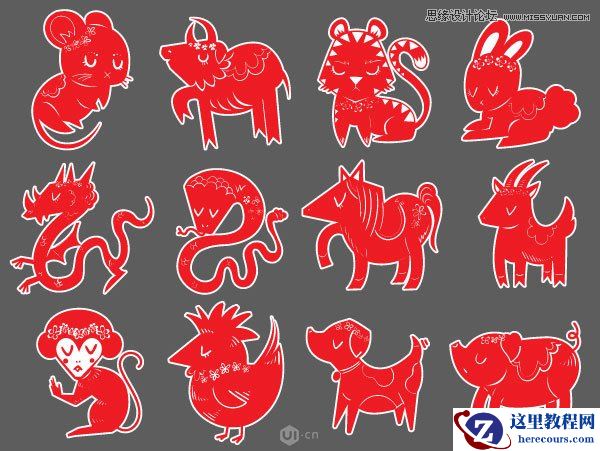 Illustrator绘制中国风的十二生肖图像教程