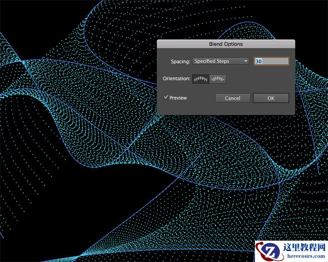 llustrator绘制抽象风格的粒子波特效