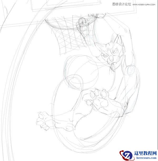 Illustrator绘制正在灌篮的灌篮猫