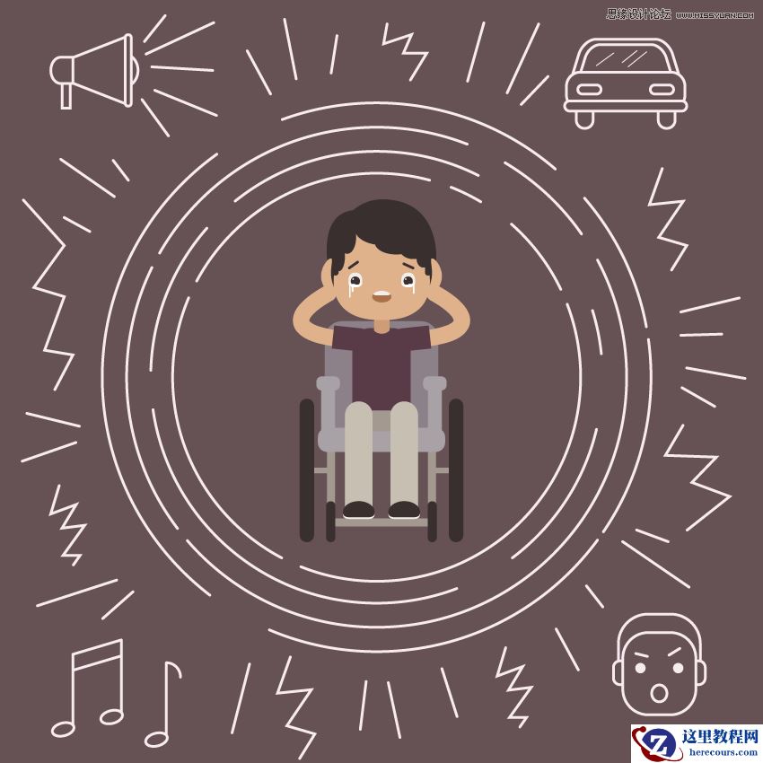 Illustrator设计声音恐惧症场景图