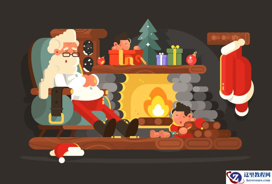 圣诞插画:AI绘制简约风格圣诞节插画