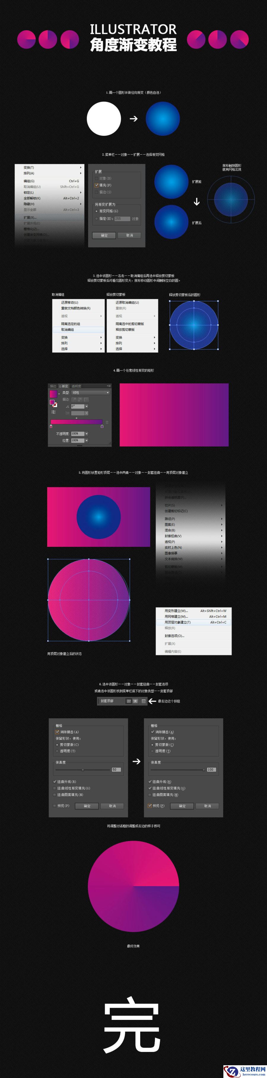 Illustrator简单的制作角度渐变效果