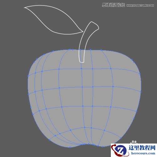Illustrator网格工具制作逼真的红苹果教程